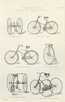 Images Dated 8th August 2006: Six early forms of bicycles and tricycles, 19th century