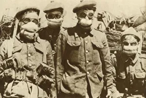 Makeshift Prints: Early gas masks, First World War, 1915, (1935). Creator: Unknown