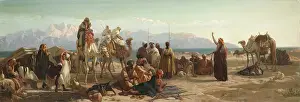 Arabia Prints: Early Morning in the Wilderness of Shur, 1860. Creator: Frederick Goodall