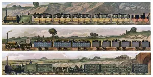 Passenger Prints: Early railway Coaches, the Liverpool and Manchester Railway, England, 1831, (c1900-1920)