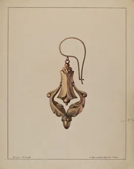 Acorns Gallery: Earrings, 1936. Creator: J. Howard Iams