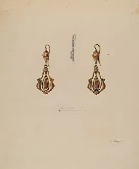 Grace Halpin Prints: Earrings, c. 1937. Creator: Grace Halpin