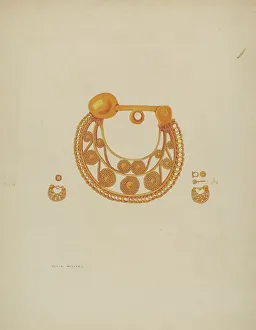 Watercolor And Graphite On Paper Collection: Earrings, c. 1937. Creator: Tulita Westfall