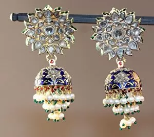 Diamond Gallery: Earrings (Karanphul Jhumka), 18th / 19th cenury. Creator: Unknown