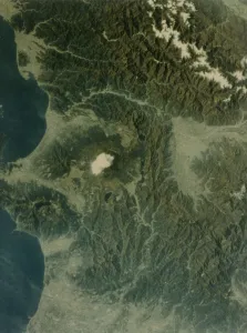 Earth from space - Mount Fujiyama volcano, Japan, second Space Shuttle flight, 1981