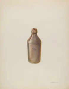 Gerald Transpota Prints: Earthenware Ale Bottle, c. 1937. Creator: Gerald Transpota