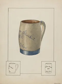 Wilbur M Rice Prints: Earthenware Beer Mug, c. 1938. Creator: Wilbur M Rice