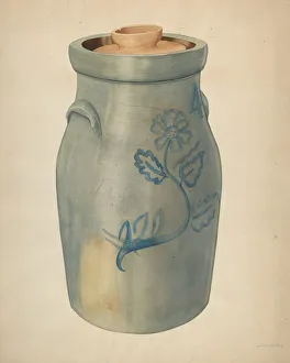 Butter Churn Collection: Earthenware Butter Churn, c. 1938. Creator: Wilbur M Rice