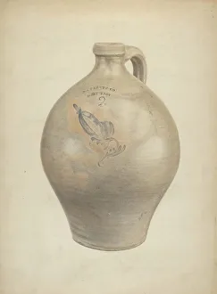Slip Decoration Prints: Earthenware Jug, c. 1937. Creator: L. Vladimar Fischer