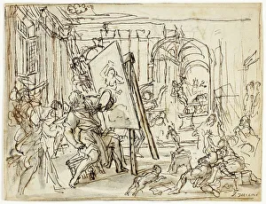 Pietro Berrettini Prints: Earthquake in an Artist's Studio, c.1660. Creator: Pietro da Cortona