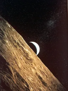 Bright Prints: Earthrise seen from surface of the Moon, Apollo Mission, 1969