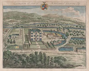 Hand Colored Etching And Engraving Prints: Easington, The Seat of Nathaniel Stevens, [1712] reissued 1768. Creator: Johannes Kip