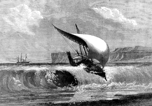 Indian Ocean Prints: The East African Slave Trade: destruction of a dhow, 1873. Creator: Unknown