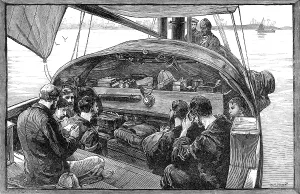 Slave Trade Prints: East African Slave Trade: Sunday morning service on board the steam-pinnace of H