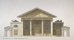 St Pauls Church Prints: East elevation of the Church of St Paul, Covent Garden, London, c1830