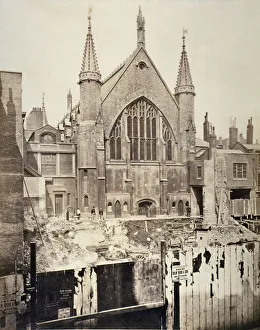 The east end of the Guildhall, from Basinghall Street, City of London, 1869