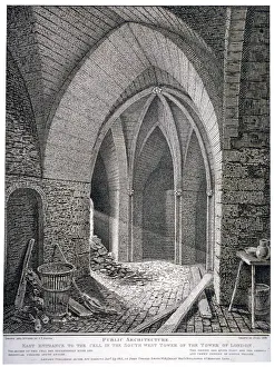 Cell Collection: East entrance to the cell in the south-west tower of the Tower of London, 1802. Artist