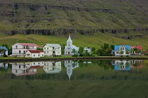 Tom Artin Prints: East Fjord Town, Iceland. Creator: Tom Artin