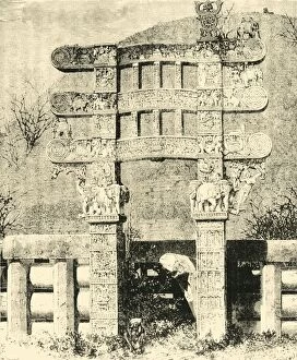 Edmund Ollier Gallery: East Gate of the Great Stupa of Sanchi, 1890. Creator: Unknown