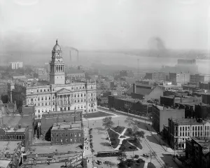 Detroit River Prints: East from Majestic Building, Detroit, Mich. between 1902 and 1910. Creator: Unknown