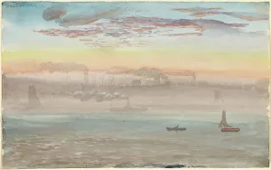 East River Prints: East River, Sunrise, 1862. Creator: Charles de Wolf Brownell
