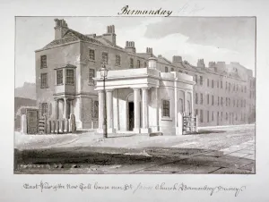 East view of the new toll house near St James Church, Bermondsey, London, 1827