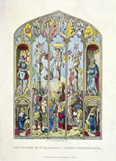 Queen Catherine Of Aragon Collection: East window in St Margaret, Westminster, depicting the crucifixion, London, 1795