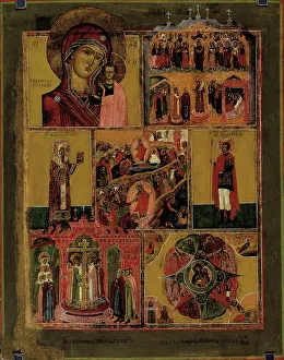 Easter Prints: Easter and Church Year celebrations, Russian icon, 1700-1800. Creator: Unknown