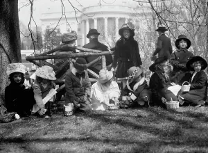 Easter Egg Rolling, White House, 1911. Creator: Harris & Ewing. Easter Egg Rolling, White House, 1911. Creator: Harris & Ewing