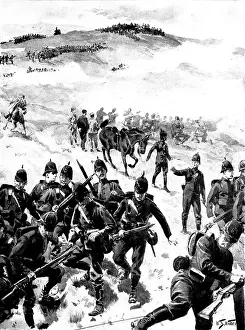 Wollen Prints: With an Easter Marching Detachment: end of the fray, 1898. Creator: Unknown