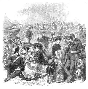 Voluntary Prints: The Easter Volunteer Review: a sketch on the Brighton Beach, 1870. Creator: Unknown