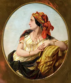 Stripe Prints: Eastern Lady, 1849. Creator: Henry Nelson O'Neil