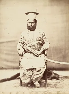 Sabre Prints: Eastern Man with Beard and Sabre, 1860s. Creator: Unknown