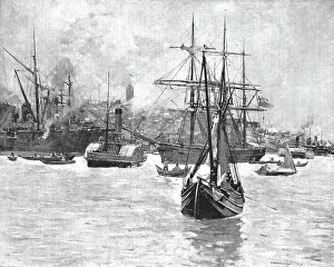 Istanbul Turkey Prints: The Eastern Question -- The Shipping in the Bosphorus off Galata