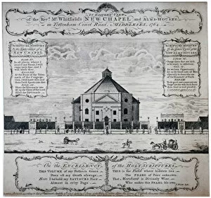 Methodist Collection: Eastern view of Whitefields Tabernacle, Tottenham Court Road, St Pancras, London, 1764