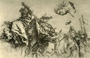 Von Hadeln Prints: Eastern woman on an elephant. A Roman Emperors bust, 1752-1753, (1928). Artist