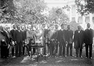 Woodrow Willson Prints: Eastern Yacht Club - President Wilson Presenting Club Cup To Owner of Yacht Ellen Who Won