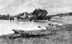 Loye Charles Auguste Prints: Eastwell Park: the old church and the lake, 1895. Creator: Unknown