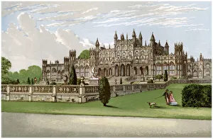 Victorian Gothic Prints: Eaton Hall, Cheshire, home of the Duke of Westminster, c1880