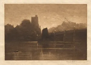 1857 1945 Prints: Ebb Tide, Putney Bridge, 1885. Creator: Frank Short (British, 1857-1945)
