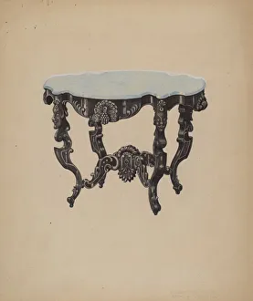 Ebony Prints: Ebony, Marble-top Table, c. 1938. Creator: Edward A Darby