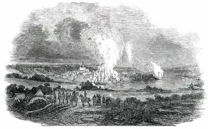 First Schleswig War Prints: Eckernforde, on the Night of September 12-13, 1850. Creator: Unknown