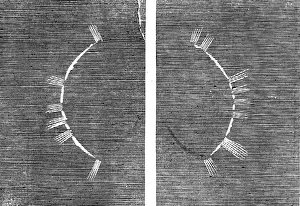 The Eclipse of the Sun on July 18 in Spain - beginning of the corona - from a sketch by... 1860. Creator: Unknown