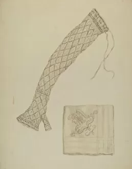 Embroidery Gallery: Economy Handkerchief and Mitts, c. 1938. Creator: Eva Wilson