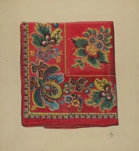 Pennsylvanian Prints: Economy Red Handkerchief, 1938. Creator: Ralph Atkinson