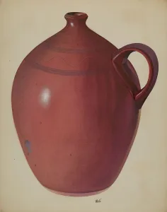 Pennsylvanian Prints: Economy Redware Jug, c. 1937. Creator: Edward White