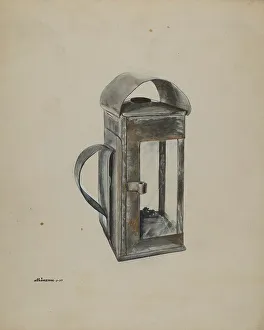 Pennsylvanian Prints: Economy Square Oil Lantern, 1937. Creator: Ralph Atkinson