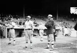 Baseball Park Prints: Eddie Plank & Chief Bender, Philadelphia, AL (baseball), 1911. Creator: Bain News Service