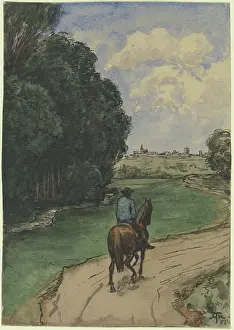 Stream Prints: At the edge of the forest. Horseman on a path