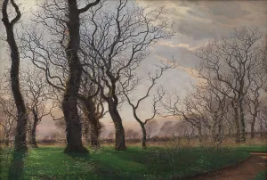 Janus La Cour Prints: Edge of an oak forest on a Spring morning, 1863. Creator: Janus Andreas Bartholin la Cour